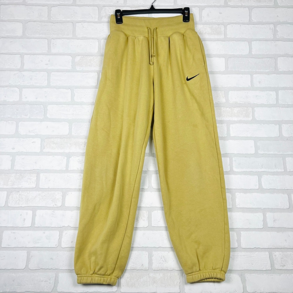 Nike Phoenix Fleece High Waisted Sweatpants Muted Mustard Yellow XS